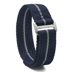 Durable Nylon Sports Watch Strap - Universal Replacement Wristband, 20mm/22mm - M (Blue)