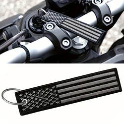 Patriotic American Flag Keychain - Stylish Black Keyring (Black)