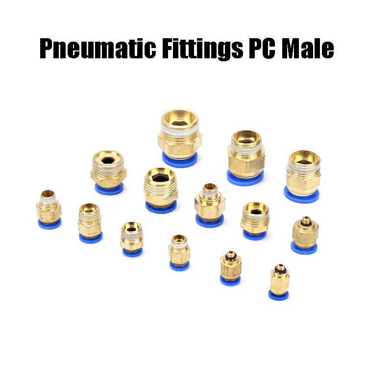PC 4MM 6MM 8MM Brass Pneumatic Fitting Male Quick Connect Air Hose Connector Metal Push in Fitting with Universal Thread