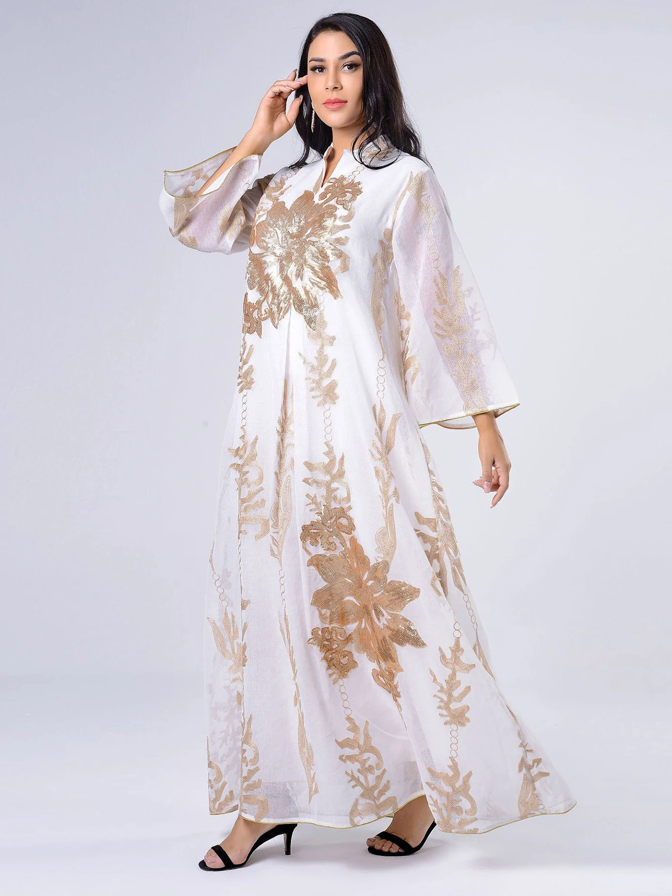 Abayas For Women Luxury Sequins Embroidery Party Dresses Moroccan Caftan Turkey Arabic Jalabiya Islamic Ethnic Abayat