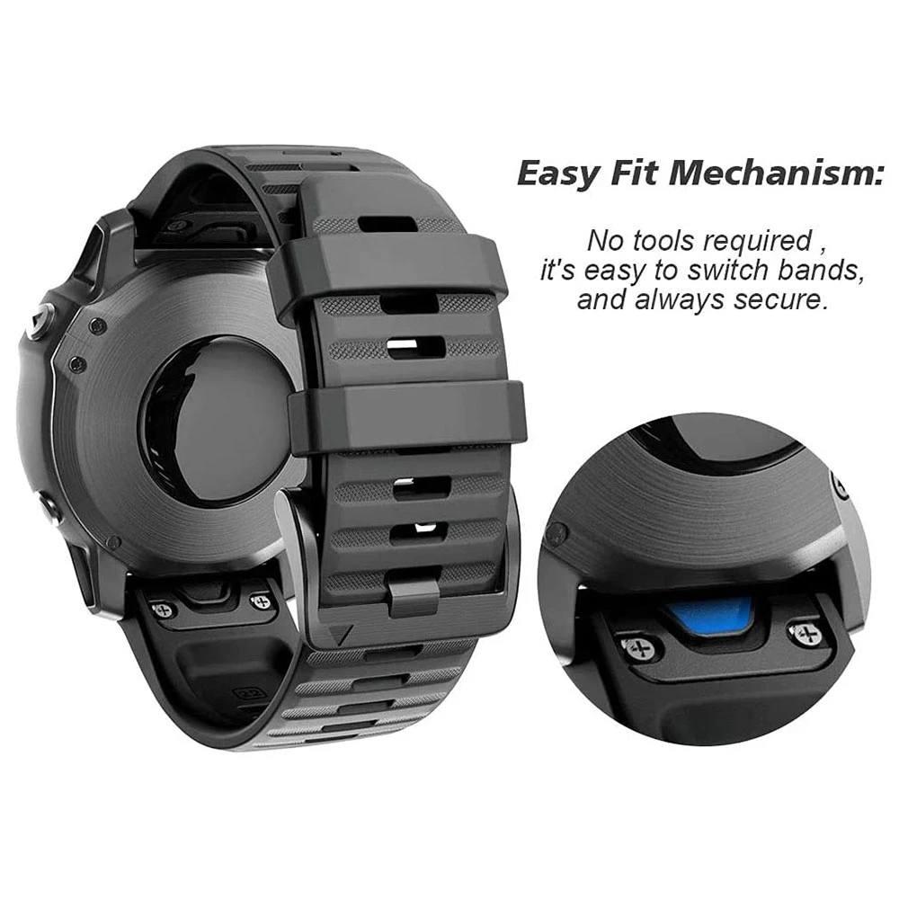 Enhanced Silicone QuickFit Strap - 26mm 22mm Adjustable Watch Band Bracelet