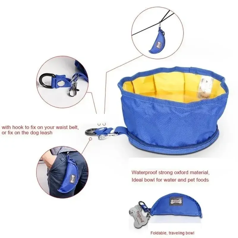 Grote drinkbak voor honden, opvouwbare waterbak, voerbak met opbergtas voor honden, ideaal voor buitenactiviteiten zoals wandelen en reizen, opvouwbare voerbak voor huisdieren, 1100 ml_voghion.com