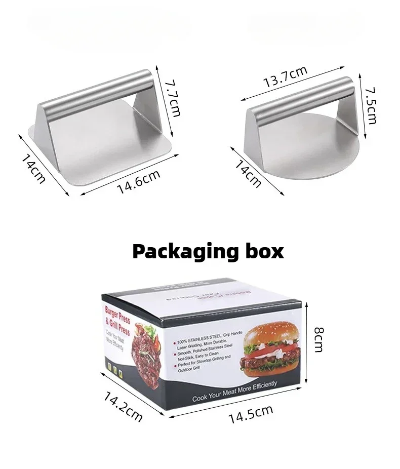 Description Picture 4 of itemStainless Steel Smash Burger Press Hamburger Patties Meat Masher Circular Meat Press Mold for Deli Meats Kitchen Accessories