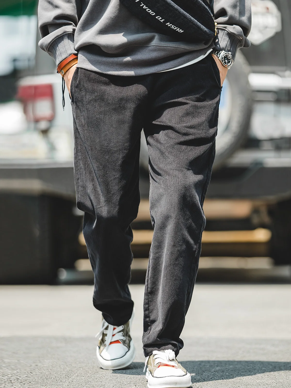Khaki Corduroy Corduroy Long Pants Straight Wide Leg Loose Casual Pants Spring and Autumn Men