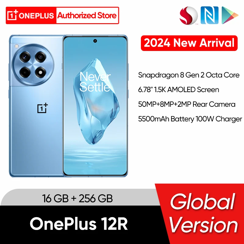 

Новое поступление 2024, смартфон Oneplus 12R, телефон с фотографиями, Snapdragon 8 Gen 2, 6,78 дюйма, 120 Гц, AMOLED дисплей, 5500 мАч, 100 Вт, SUPERVOOC