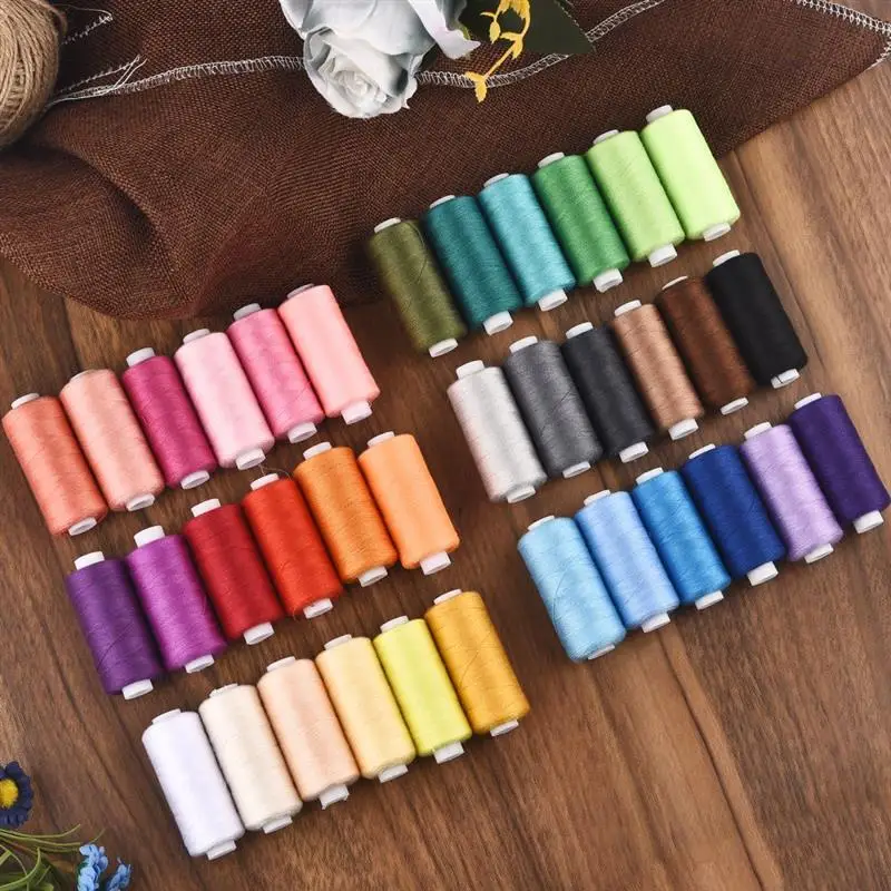 6 Colors/Set Yarn Sewing Thread Roll Machine Hand Embroidery 400 Yard Each Spool Full Polyester Durable For Home Sewing Kit