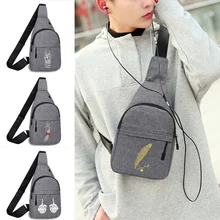 

2022 New Fashion Messenger Chest Bag White Painting Printing Men's Multifunctional Outdoor Sports Messenger Canvas Bags Handbag