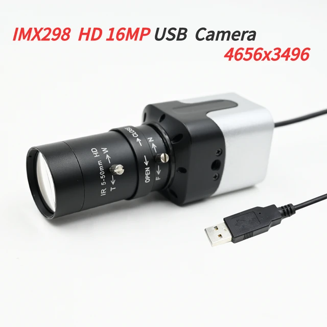 Ultra HD 16MP USB Camera,IMX298,16 MegaPixel  Mini Box Webcam,  With Varifocal CS Lens 5-50mm 2.8-12mm,Plug And Play,4656X3496