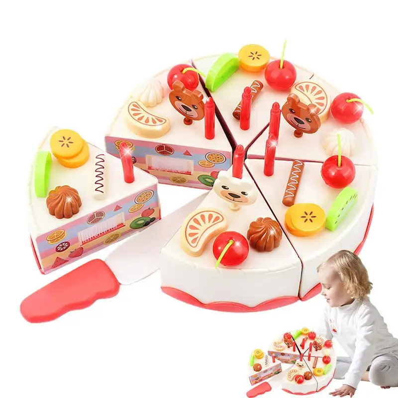 

Birthday Party Cake Playset Cake Game Pretend Play Food Birthday Cutting Cake Toddler Tea Party Toy Kitchen Food Girl Games Play