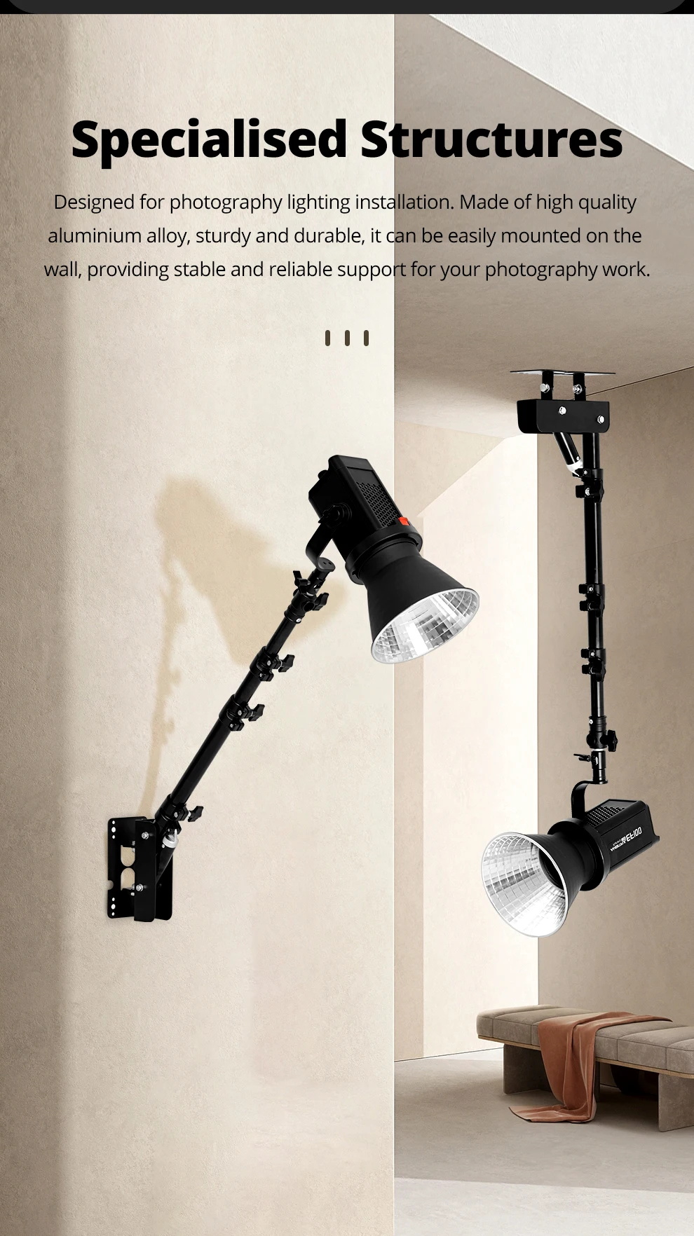 mini WS-110 Photography Pendant Stand for Indoor Wall Mounted Lights Mini Flashe