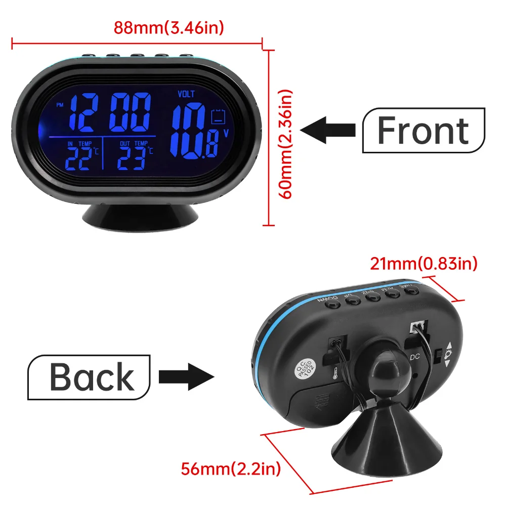 HD 4 IN 1 Digital Voltmeter 12V 24V Multi-funktion Auto Temperatur Uhr Auto  Thermometer Elektronische Uhr auto Nacht Licht Uhr - AliExpress