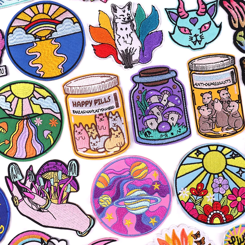 

Cat/Animal Patch DIY Cartoon/Planet Embroidery Patch Iron On Patches For Clothing thermoadhesive Patches On Clothes Jackets DIY
