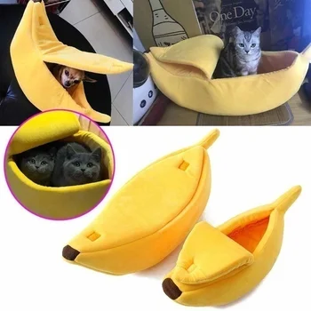Pet Cat Dog Bed Warm Closed Cat Litter Kennel Banana Shape Cat Nest Dog Pet Bed Pet Supplies Dog Cage Dog Bed House Pet Blanket 2