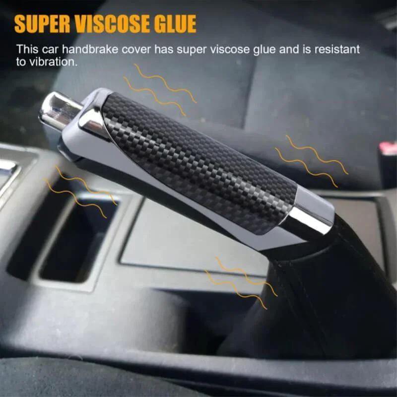 1pc Car Handbrake Protector Anti-Skid Durable Auto Vehicle Tuning Carbon Fiber Style Hand Brake Cover Protector Universal Car Ac