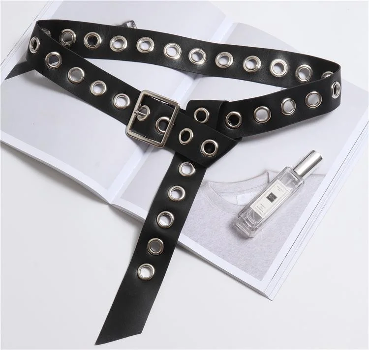 Neue europäische und amerikanische Mode Big Chicken Eyes Square Buckle Gürtel Damen dekorative Mantel Windjacke vielseitig lässig Taille Krawatte Knopf PU-Gürtel_voghion.com
