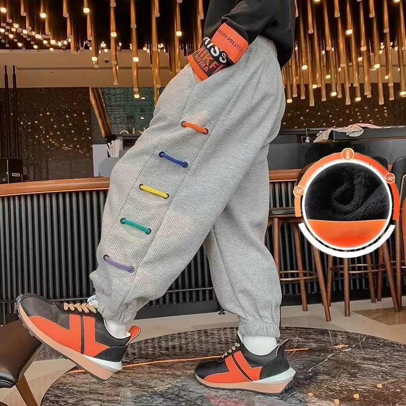 Children's Plush Sports Pants Spring And Autumn Casual For Older Children 12 Years