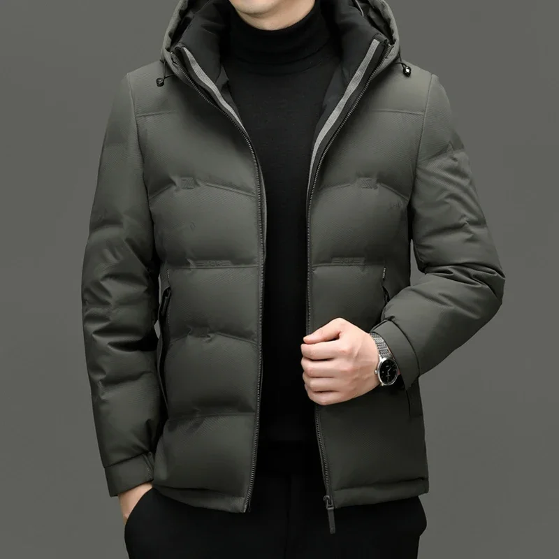 thumbnail image 1 of Abrigos de plumón de seda de leche nuevos de lujo con relleno de pato corto para hombre, ropa de diseñador para hombre, chaquetas acolchadas ligeras, abrigo de invierno frío, 1 of 5