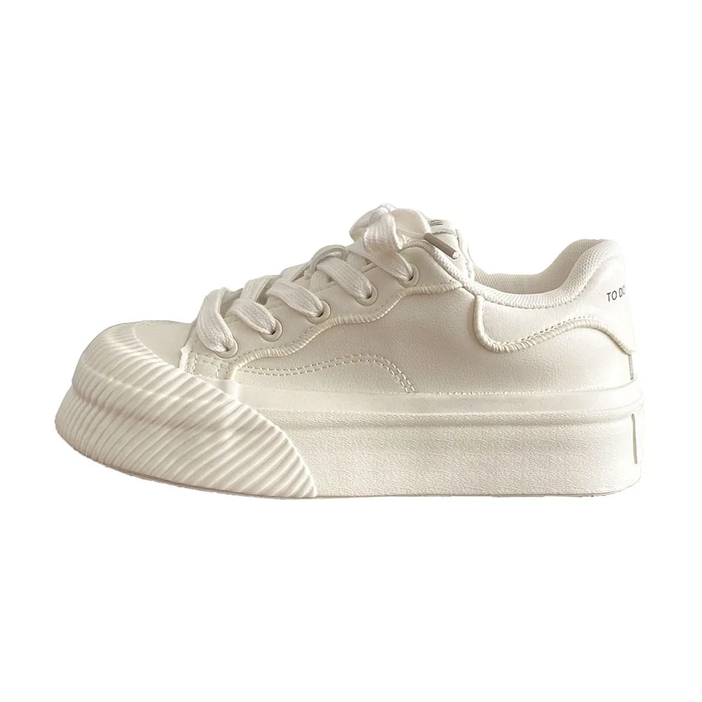 Thick Soled Leather Top Quality Women Shoes 2024 Instagram Trendy Fashion Soft Soled Women Casual Shoes Sports Shoes 24-155