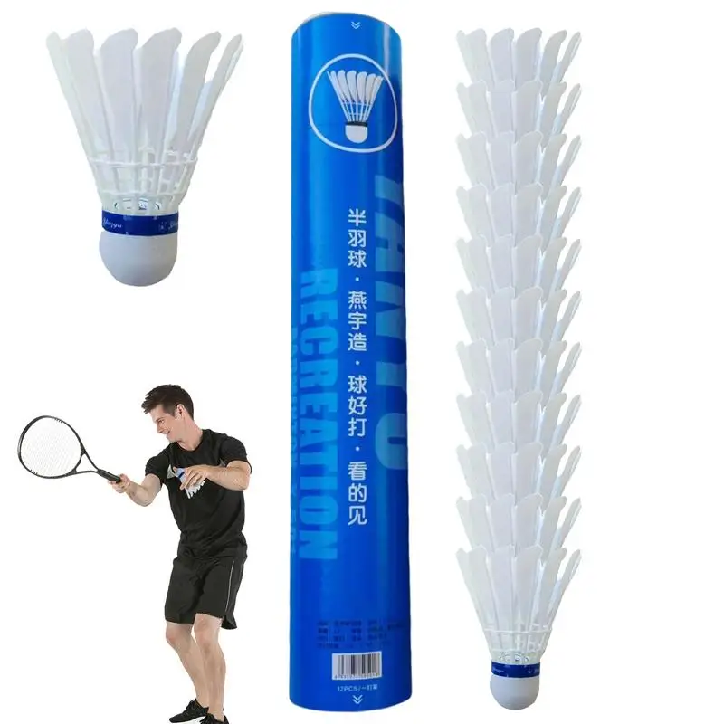Badminton Shuttlecocks 12pcs High Durability Feather Shuttles Badminton High Stability Shuttlecocks for Training