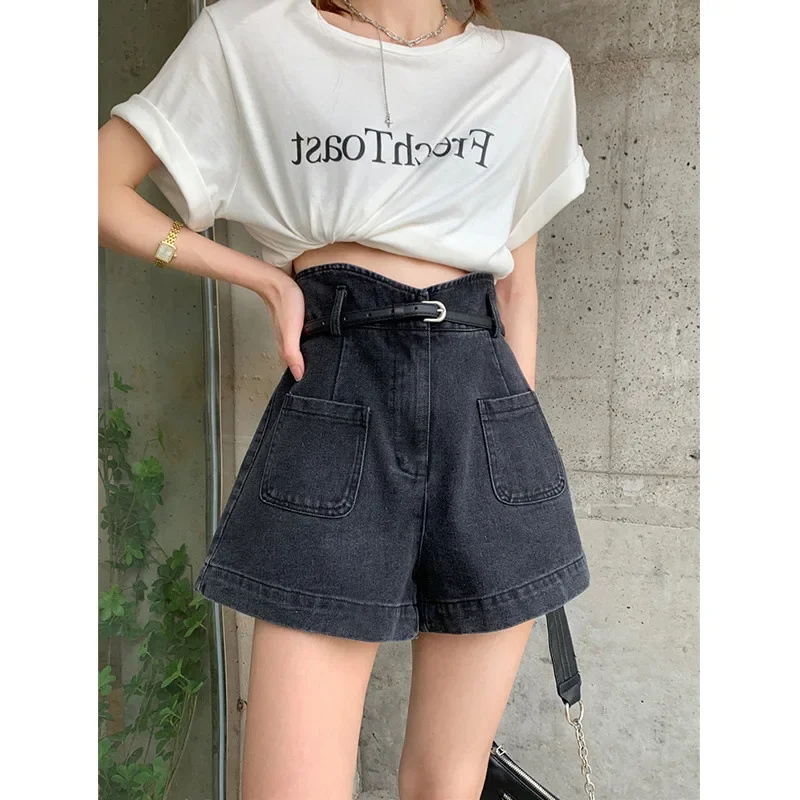 Cargo Outwear Wide Leg Shorts Summer Korean Plus Size S-5XL Denim Shorts Women's High Waisted Shorts Slim Kawaii Hot Pants