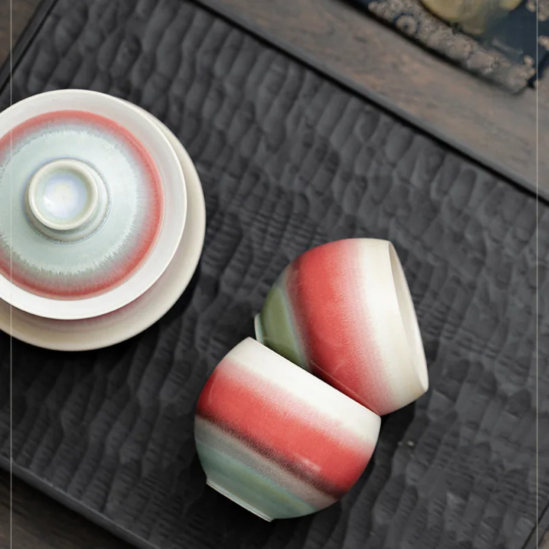 125ml Handmade Aurora Kiln Change Teacup Elegant Dragon Egg Tea Bowl Mug Smelling Cup Chazhan Personal Master Cups Teaware Craft