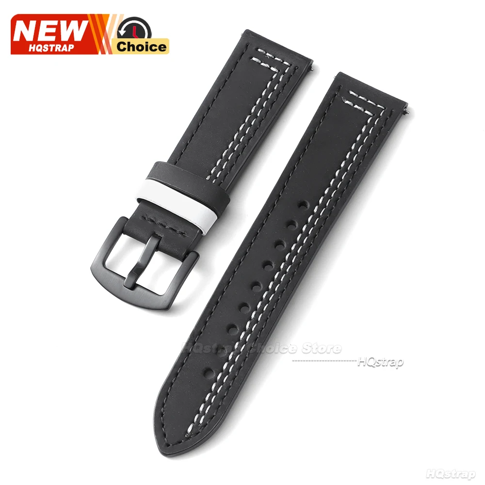 Premium Leather Smartwatch Band with 7-Stitch Design and Quick Release - Crazy Horse Collection, Available in 22mm and 20mm Sizes