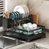 Stainless Steel Dish Drying Rack Adjustable Kitchen Plates Organizer with Drainboard Over Sink Plate Drainer Storage Organizer 5