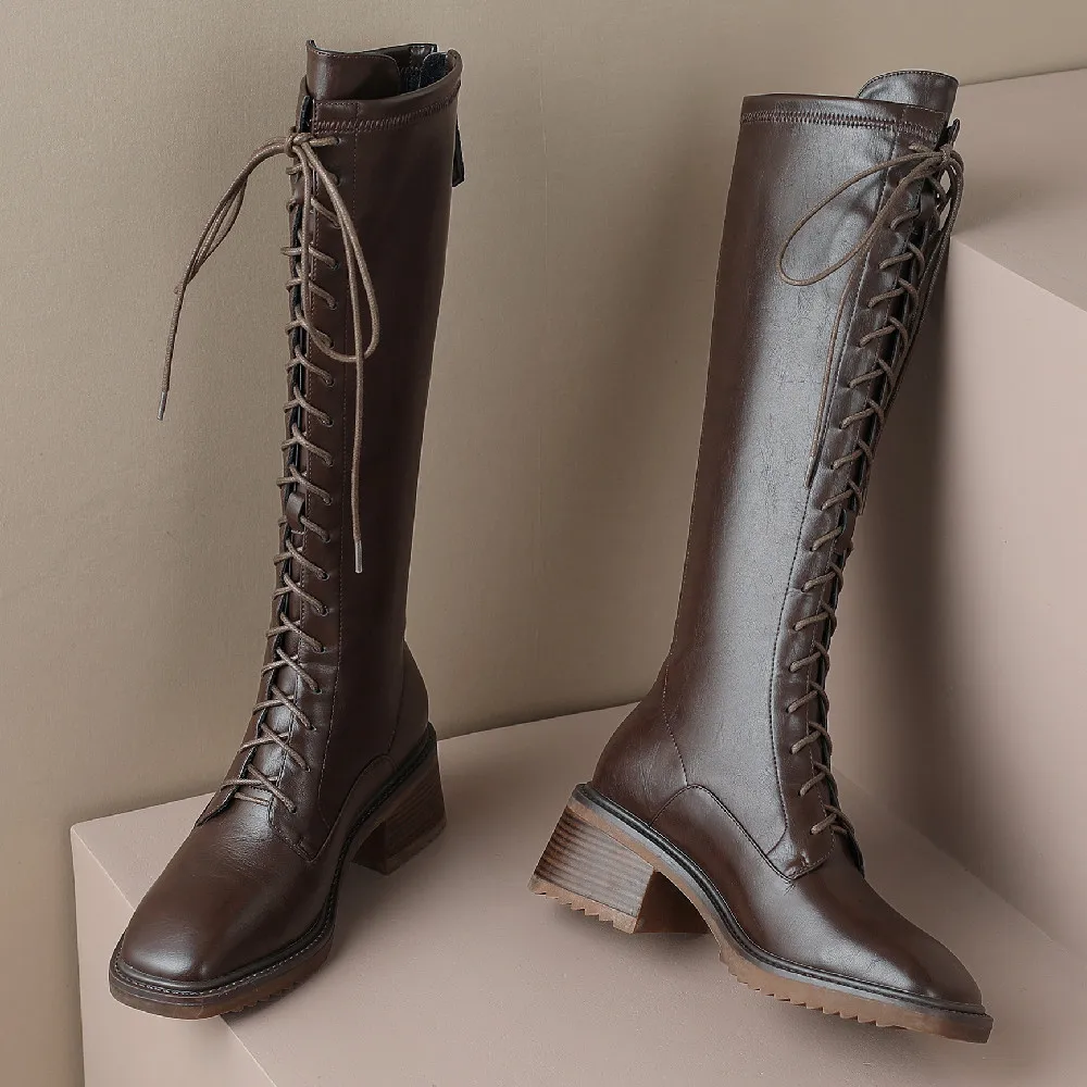 Women’s Knee High Boots With Lace Up Detail | Winter