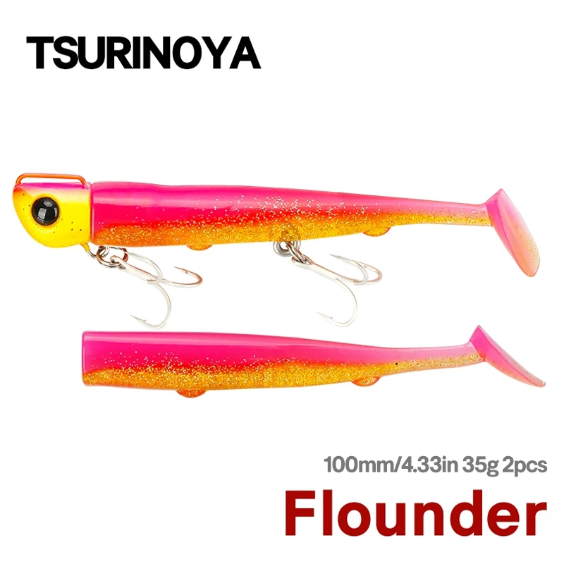 Leurres souples TSURINOYA 110mm 35g pour flétan et bar - Tête plombée longue portée avec queue T