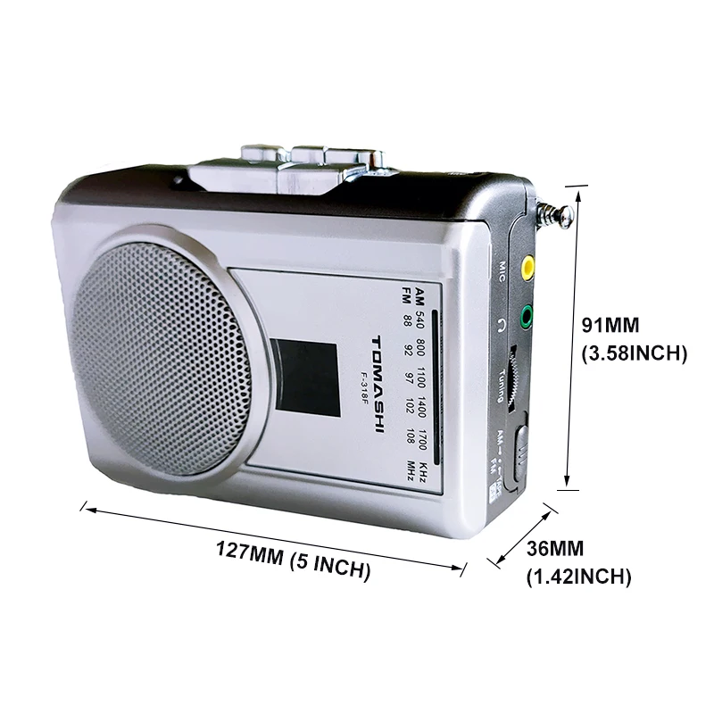 TOMASHI F-318A Portable Cassette Player Tape Recorders FM AM Radio Walkman with Built-in Speaker for News,Music,Language Learnin