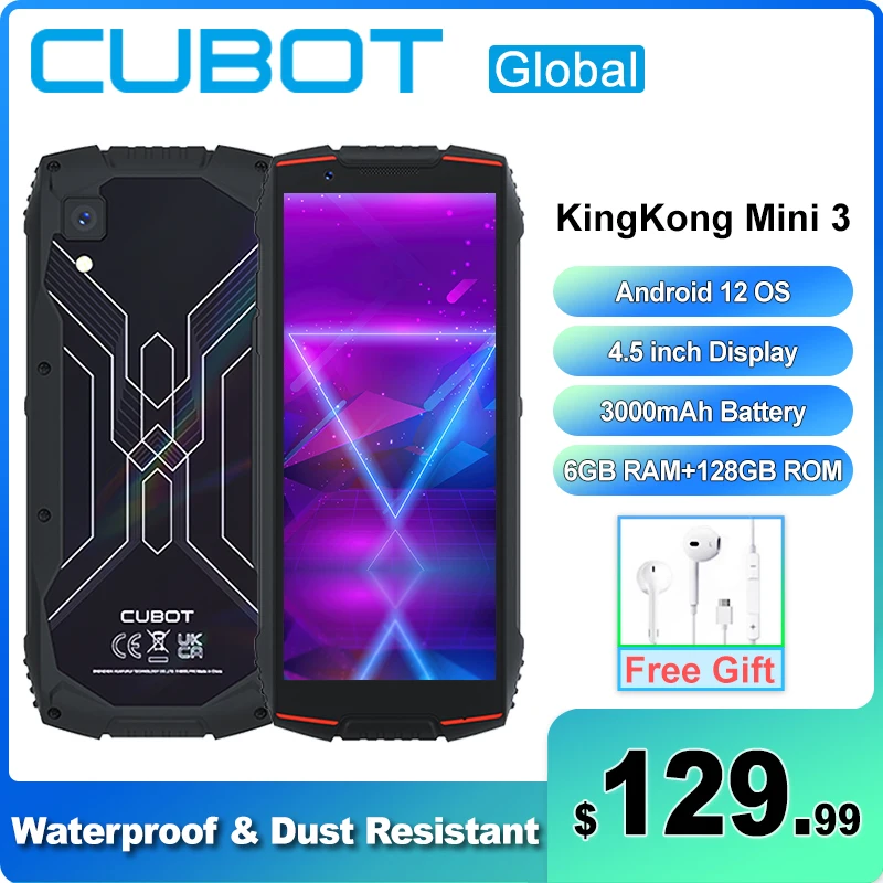 

Cubot KingKong Mini 3 4.5" MINI Cellphones Octa-Core 20MP Camera 3000mAh Battery Smartphone 6GB+128GB Dual SIM NFC Rugged Phone