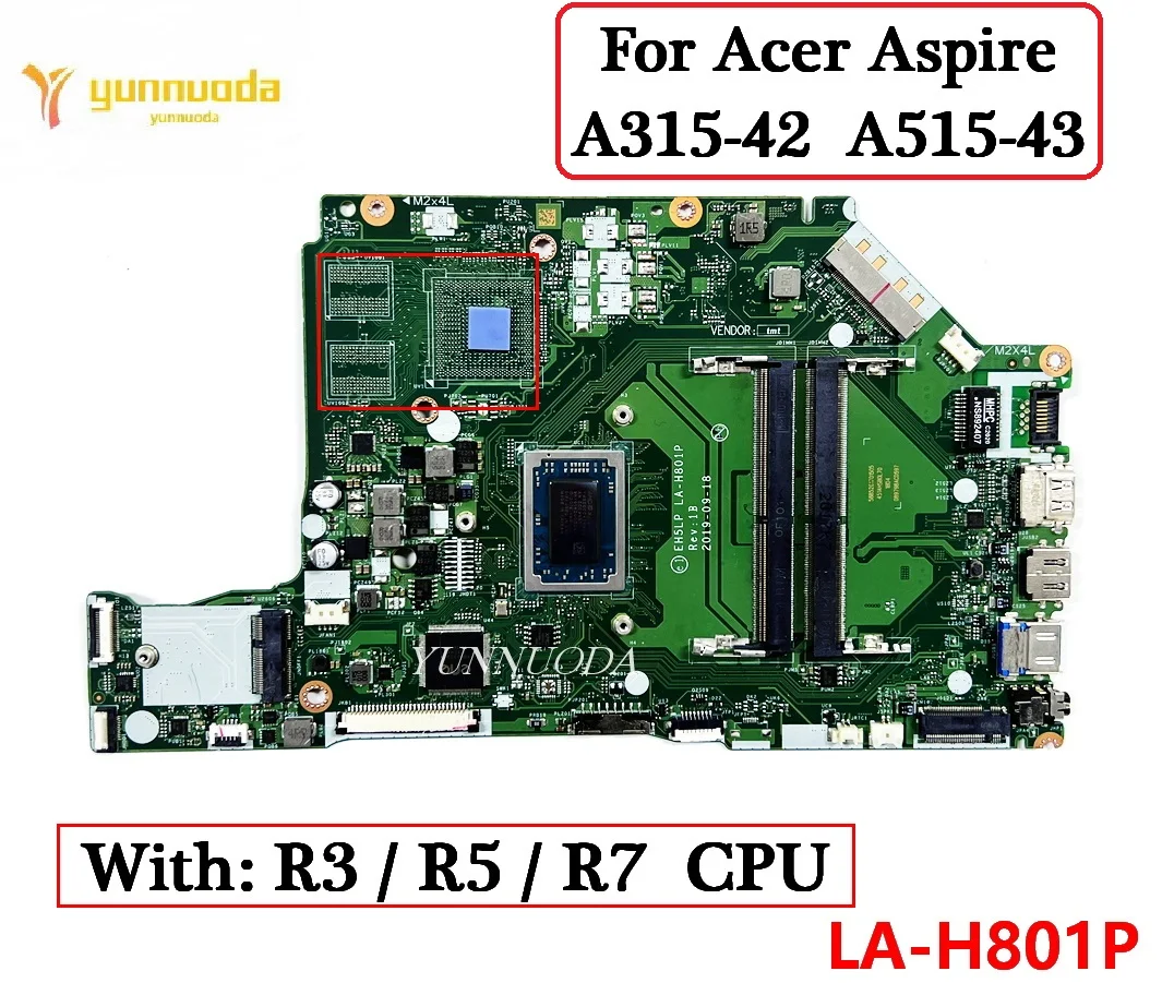 EH5LP LA-H801P Mainboard For Acer Aspire A515 A515-43 A515-43G Laptop Motherboard With AMD R5 EH5LP LA-H801P Mainboard For Acer Aspire A515 A515-43 A515-43G Laptop Motherboard With AMD R5