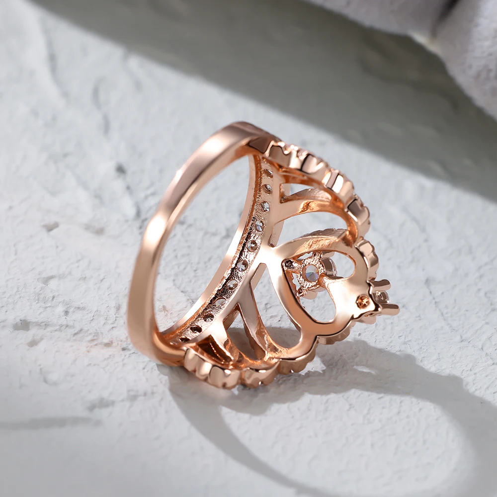 Classic Heart Crown Rings For Women Rose Gold Silver Color Inlay White Zircon Promise Engagement Wedding Bands Mothers Day Gifts wedding rings,finger rings,fashion rings,engagement rings,zircon rings,fashion ring,crystal rings,metal rings,stone rings,gold rings