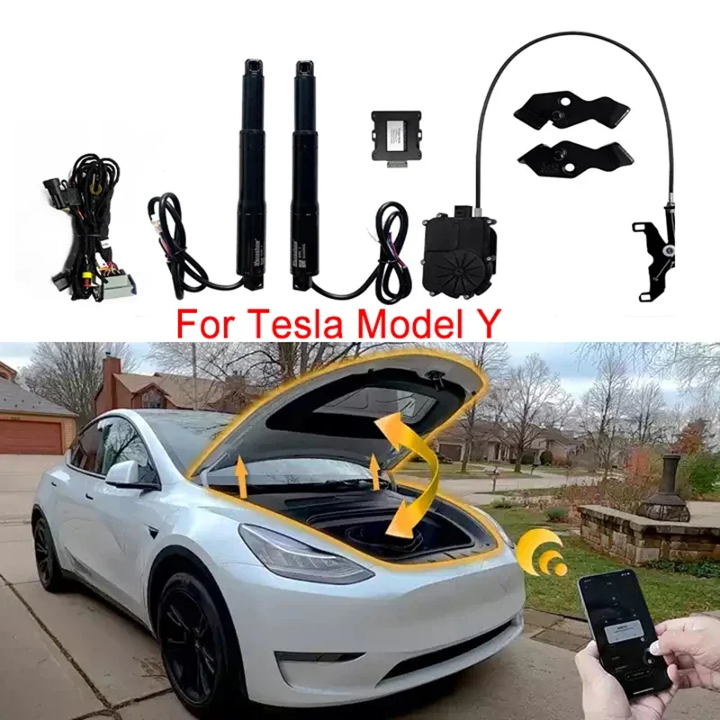 

Electric Front Tailgate For Tesla Model Y Car Modified Frunk Lift Automatic Power APP Control Waterproof Speed Adjutsable System