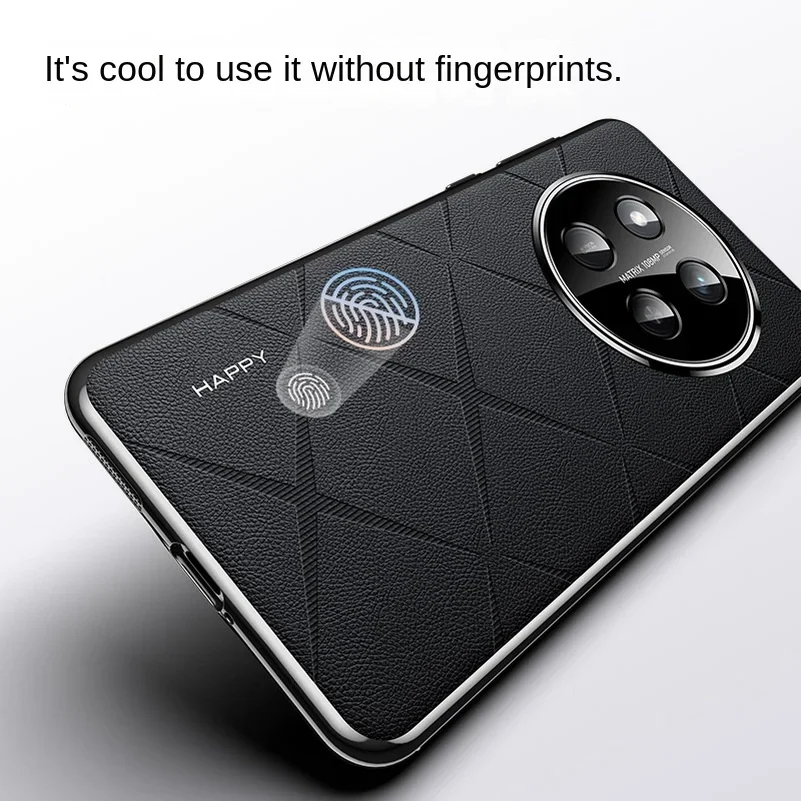 Luxury Leather Phone Cover with Plating Camera Lens Protection and Hard Back Case Bumper