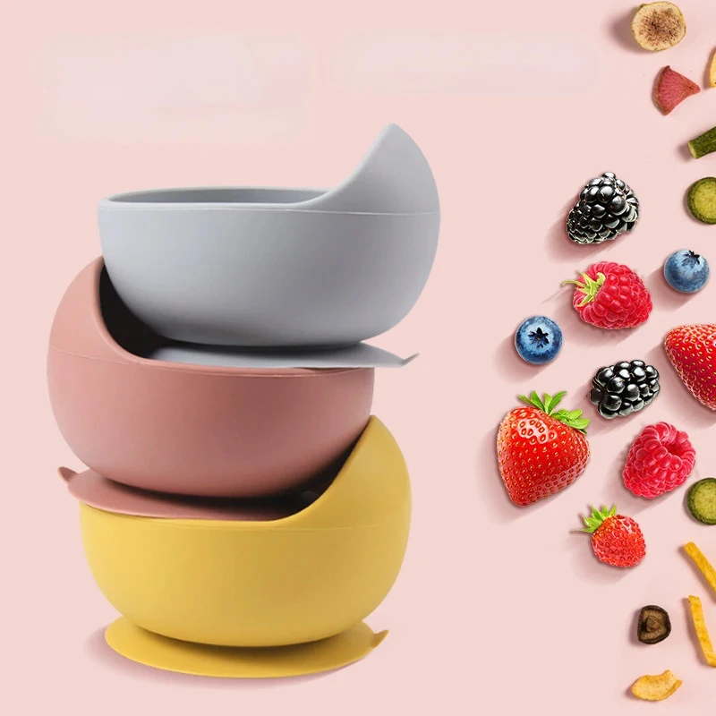 Children's Silicone Suction Bowl Feeding Tableware Infant Non-Slip Learn To Eatting Tableware Complementary Food Training Tool 6