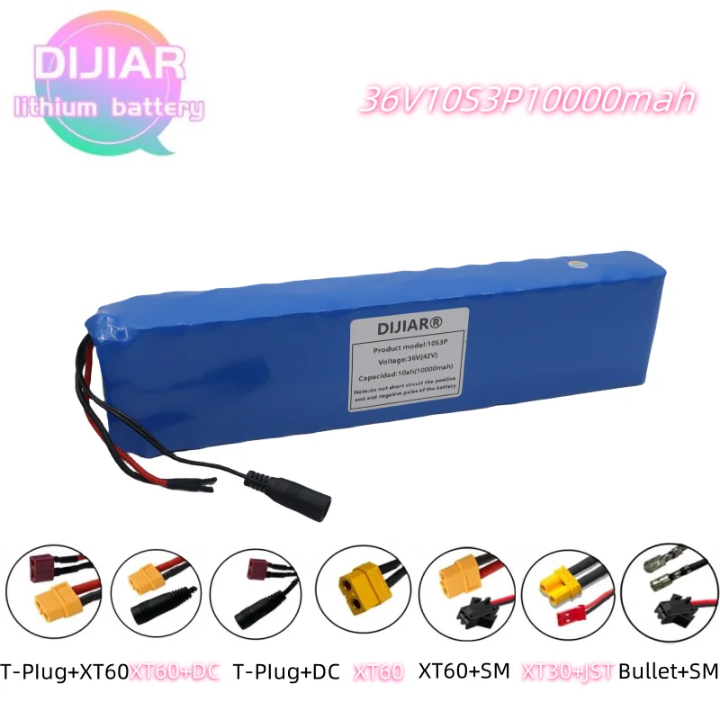 

High Quality 36V 10000mah 10S3P New Lithium-Ion Special Battery For 500W Electric Bicycle Motor With15A BMS Connector