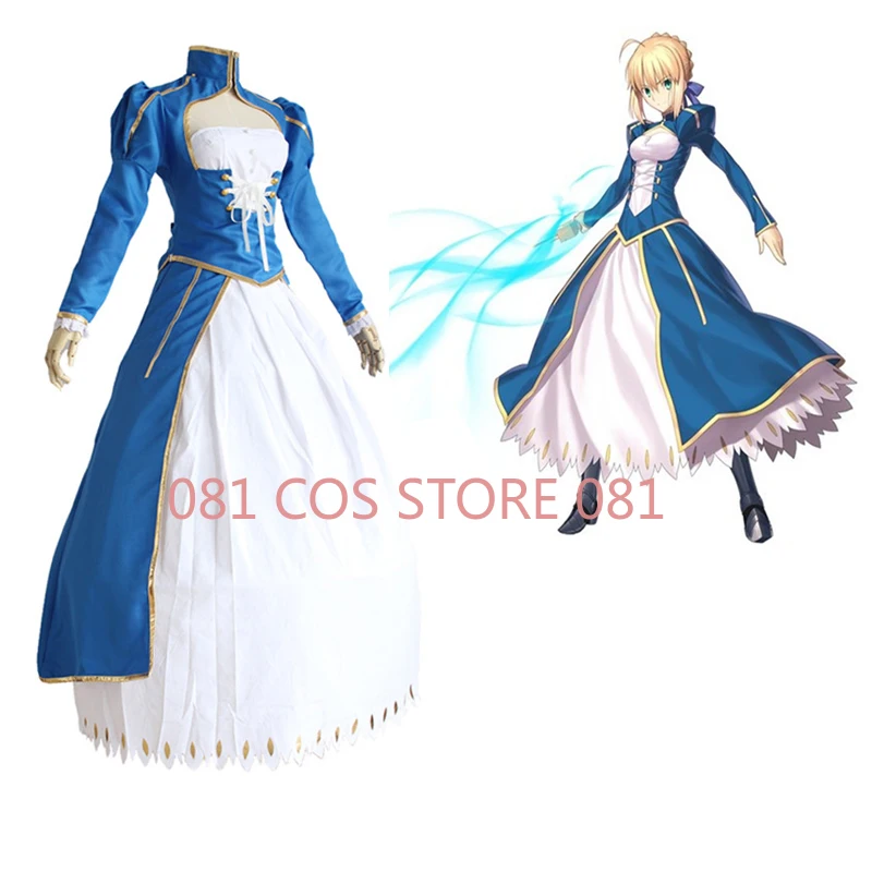 

Аниме Fate Stay Night Saber Косплей Костюм Fate Zero Artoria Pendragon полный комплект голубое боевое платье Карнавал косплей платье 89