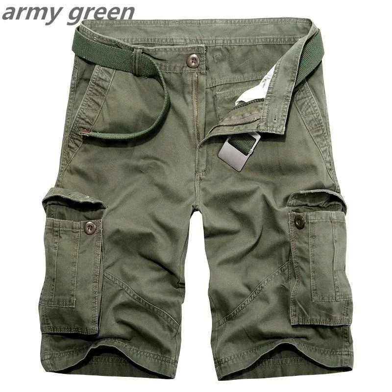 Summer Men's Fashion Overalls Cotton Casual Loose Multipocket Shorts Cargo Shorts Large Size