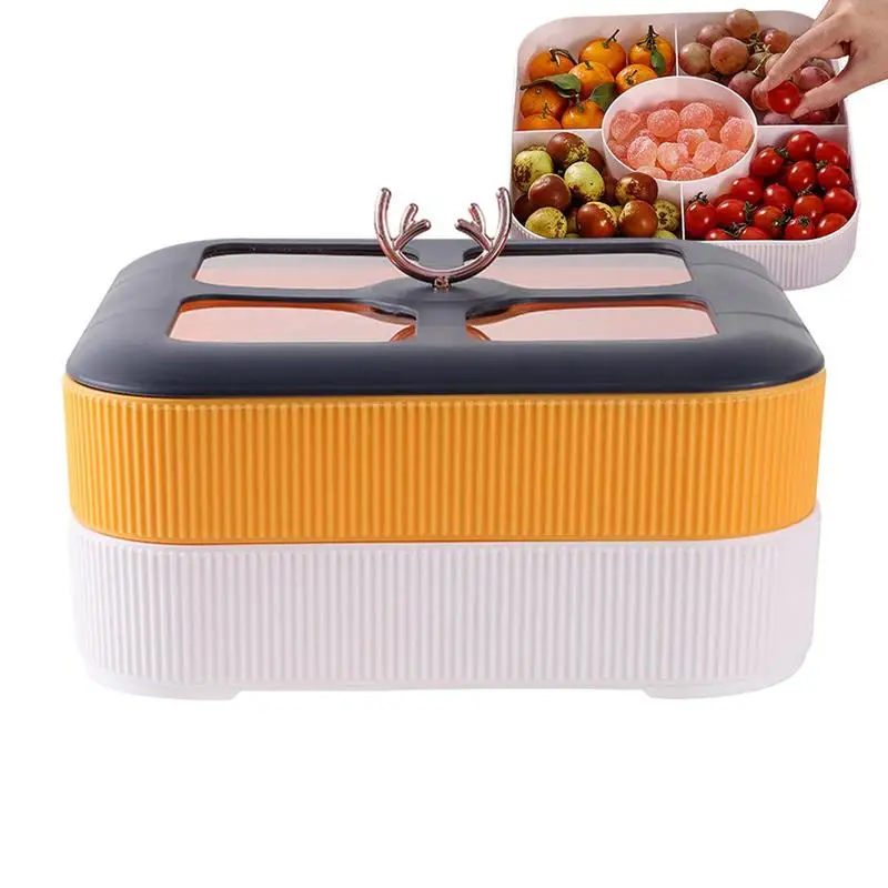 Piatto Di Frutta 5 Scomparti Antler Snackle Box Contenitore Per Salumi Con Finestra Trasparente Sul Coperchio Snack Vassoio Da Portata Party