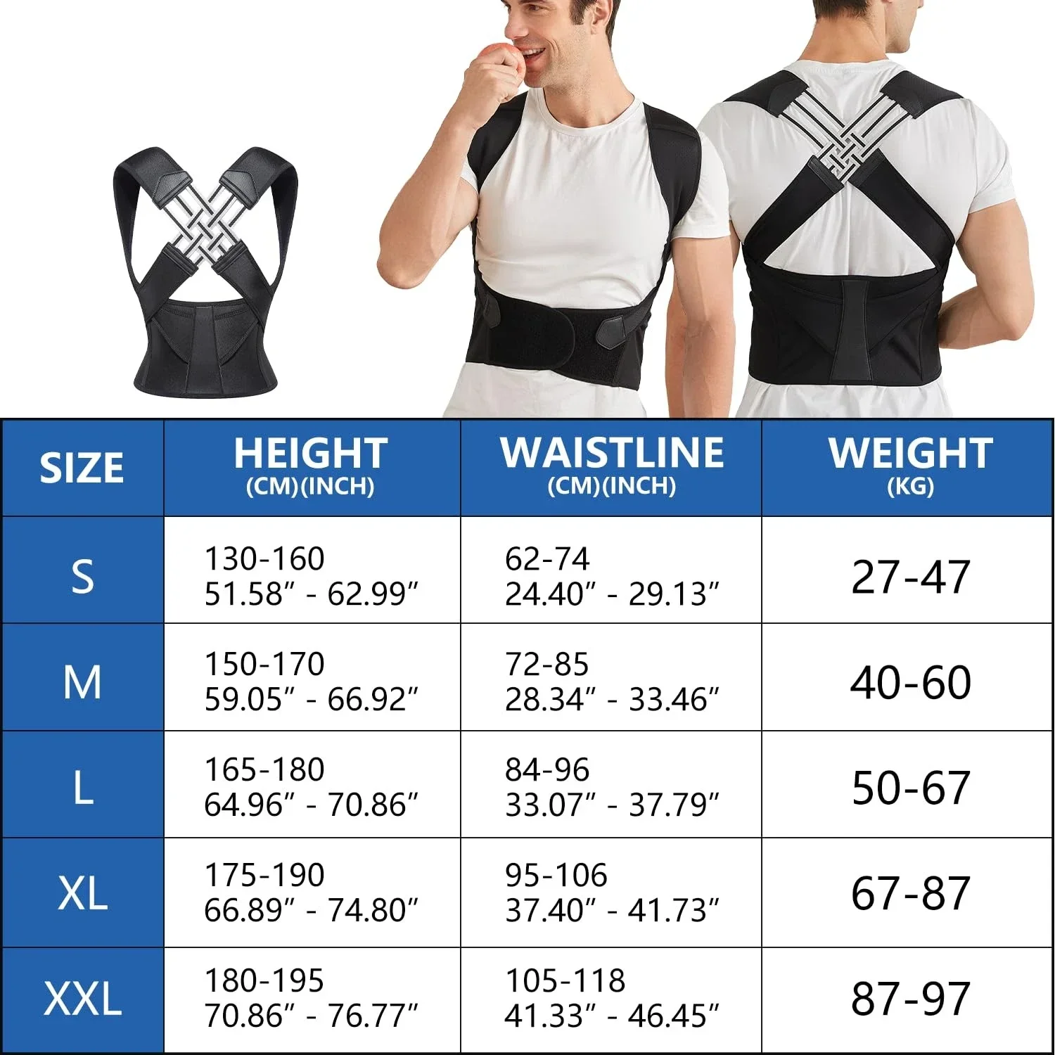Posture Corrector for Women and Men Adjustable Shoulder Brace Back Straightener for Middle Upper Spine