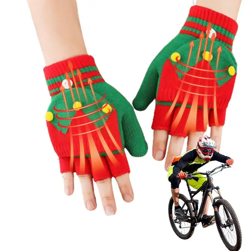 

USB Hand Warmer Gloves Cold Weather Heated Typing Touch-screen Gloves Christmas-theme Winter Thermal Waterproof Windproof