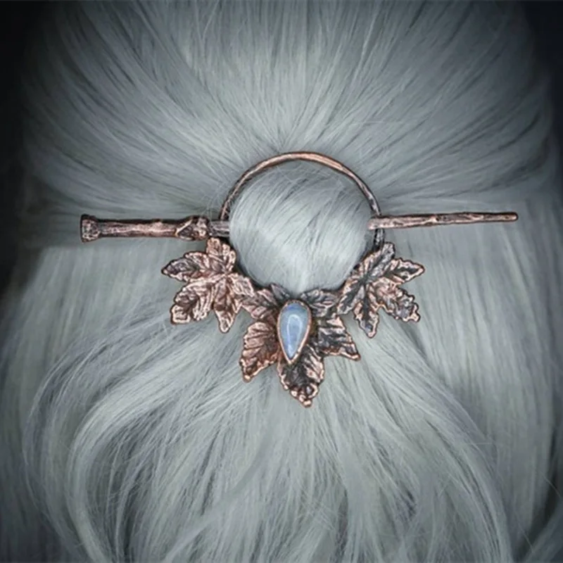 Hair Stick Vintage Moonstone Hair Sticks For Women Gothic Retro Hairpins Viking Accessories