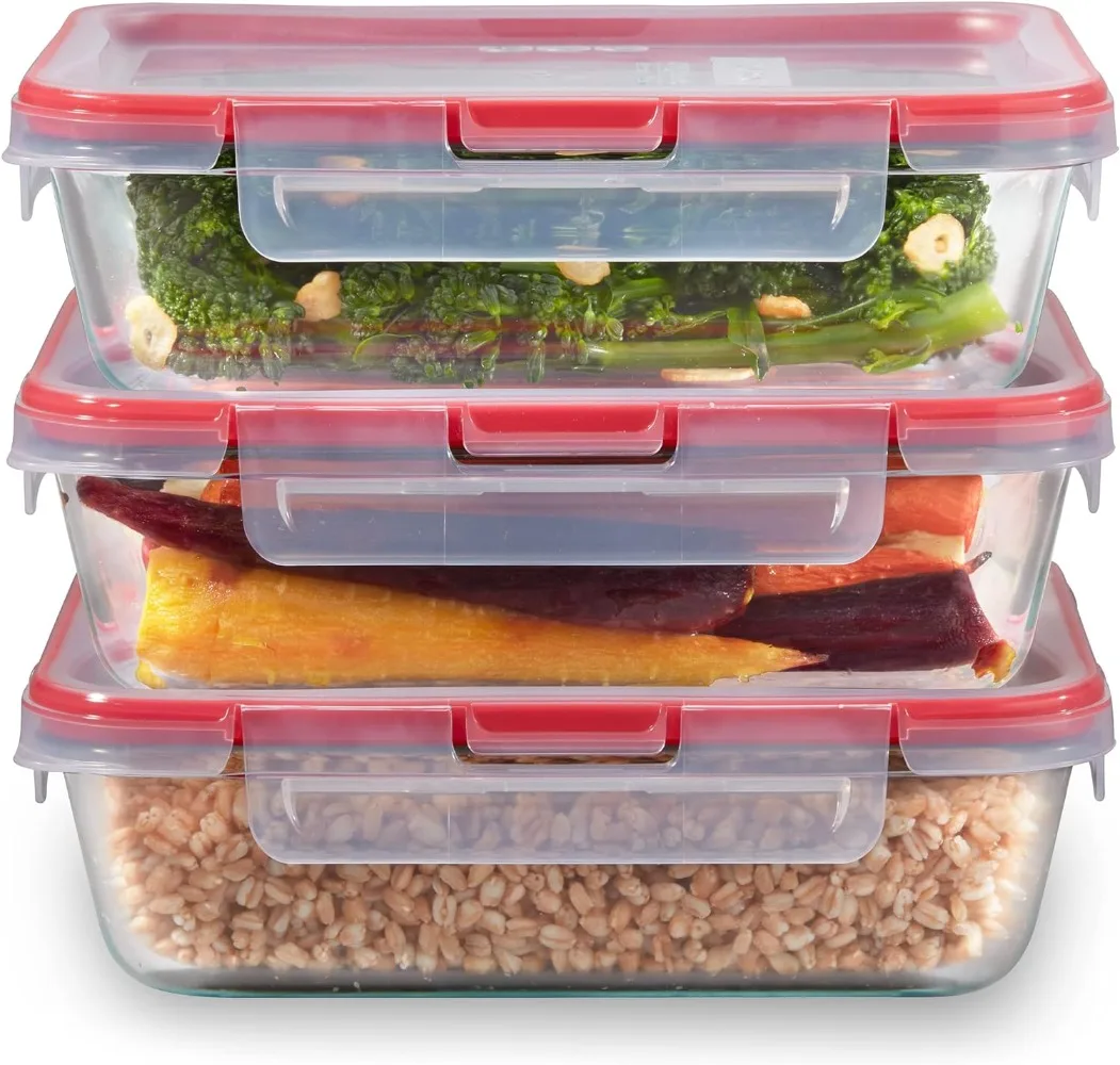 

Pyrex Freshlock 6-Pieces 6-Cup Glass Food Storage Containers Set, Airtight & Leakproof Locking Lids, Freezer Dishwasher Microwav