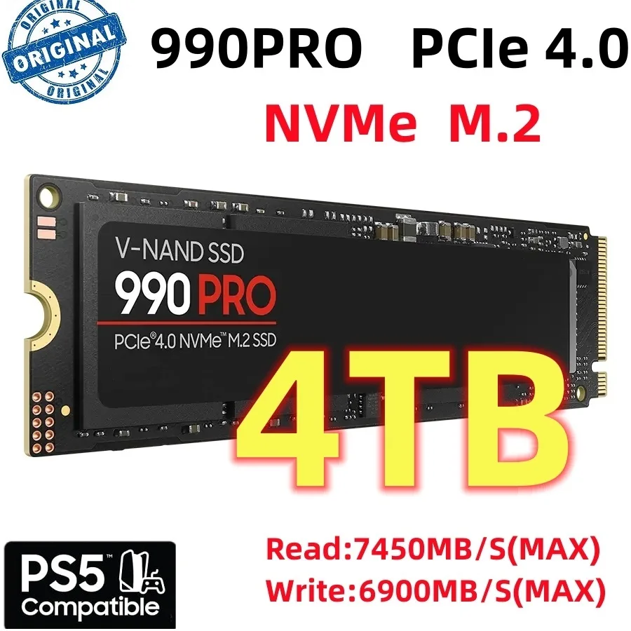 

SSD high speed 990 PRO PCIe 4.0 NVMe 4.0 M.2 2280 1TB 2TB 4TB SSD Internal Solid State Hard Drive For Laptop PC PS4 128gb