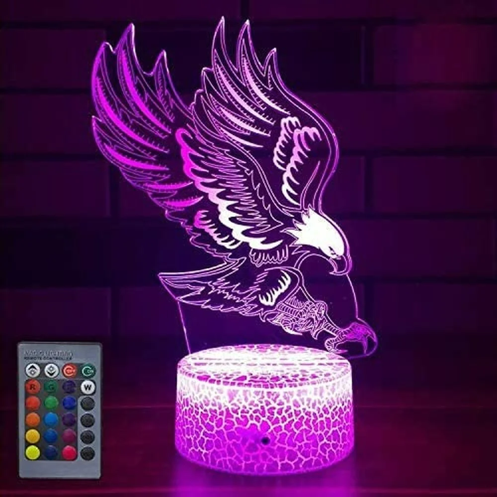 

Nighdn 3D Eagle Night Light 7 Colors Changing USB Optical Illusion Lamp Children Kids Christmas Birthday Gift Child Nightlight