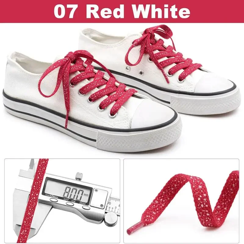 1 Paar flache Schnürsenkel für Sneakers, flache Schnürsenkel mit Tintenspritzer-Aufdruck, farbig, sportlich, 0,8 cm Breite, für lässige Sneakers und Schuhe – Detail 11
