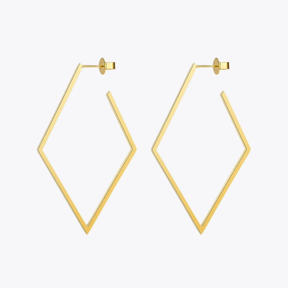 

Jewelry Geometric Big rhombus Earrings Gold color Stainless steel Long Drop Earrings For Women Earings EB171035