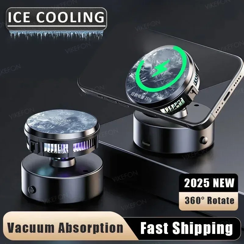 2025 New 360° ICE Cooling Car Magnetic Vacuum Dashboard Mount Wireless Charger Phone Holder For Tesla Car Magsafe iPhone 12-16