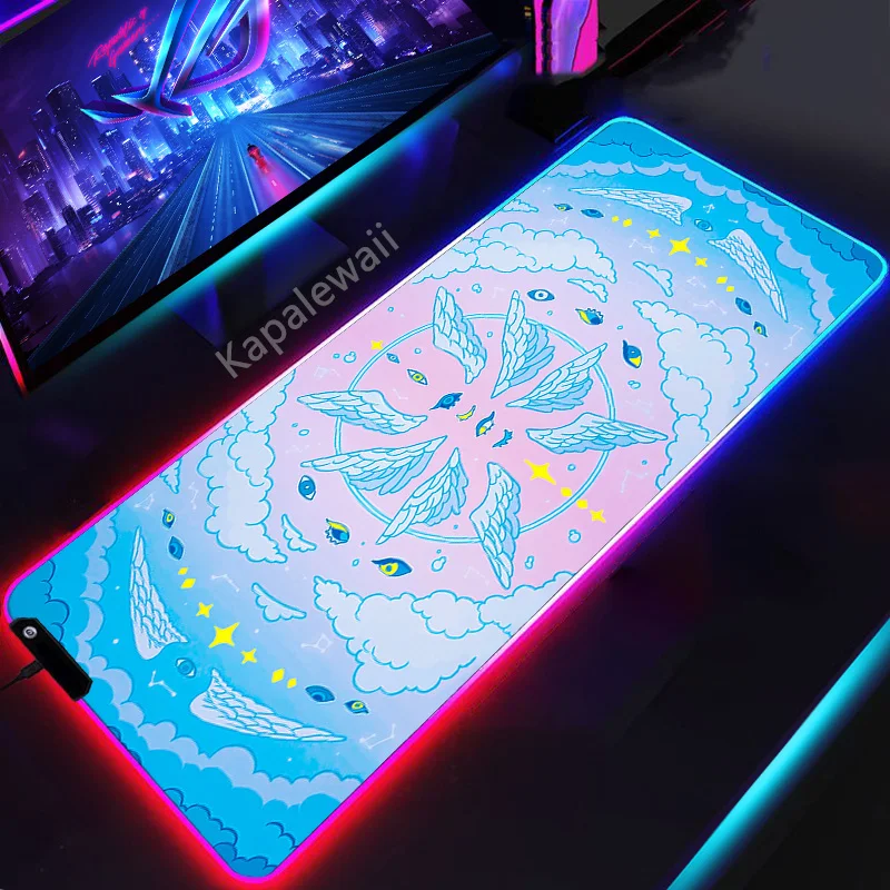 

RGB Magic Star Moon Mousepad LED Extended Mouse Pad for Gamer Setup Mousemat Gaming 900x400mm Rubber Keyboard Pads Pc Desk Mat